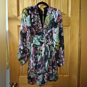 Express Black Floral Long Sleeve Romper